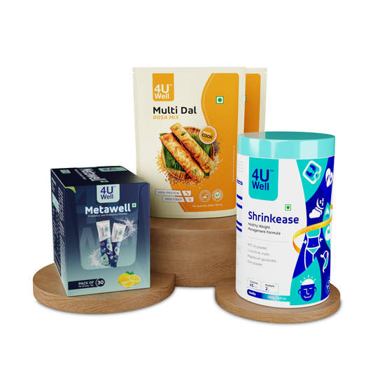 GutFit – Gut Health Combo 2 (Metawell, Shrinkease, Multi Dal Dosa Mix – 2 packs)