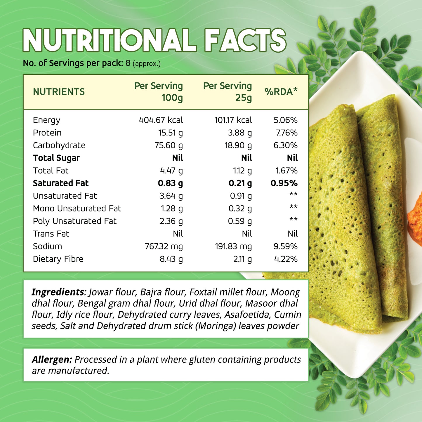 Moringa Dosa Mix And Dal Dosa Mix(Pack of 2)
