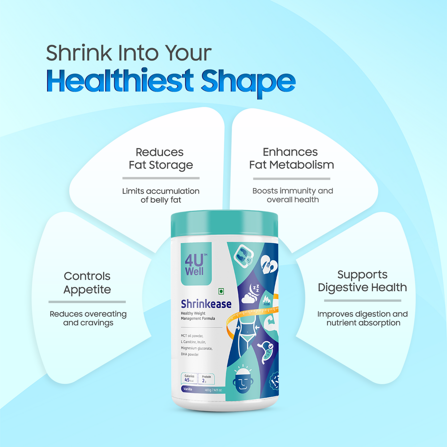 SHRINKEASE - Healthy Weight Management | Fat Oxidation | Inch Loss
