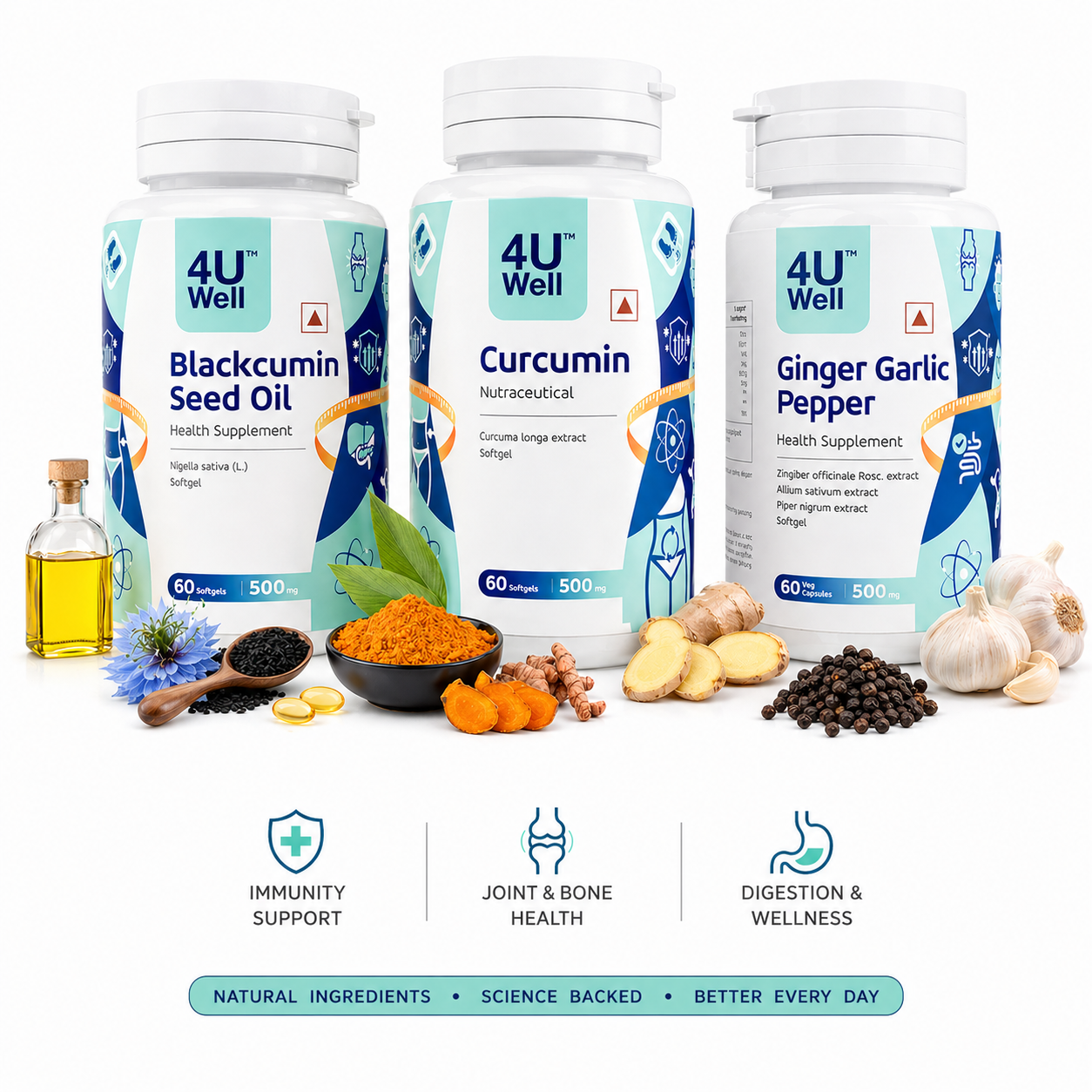 Triple Herbal Power Formula (Blackcumin + Curcumin + Ginger garlic pepper)