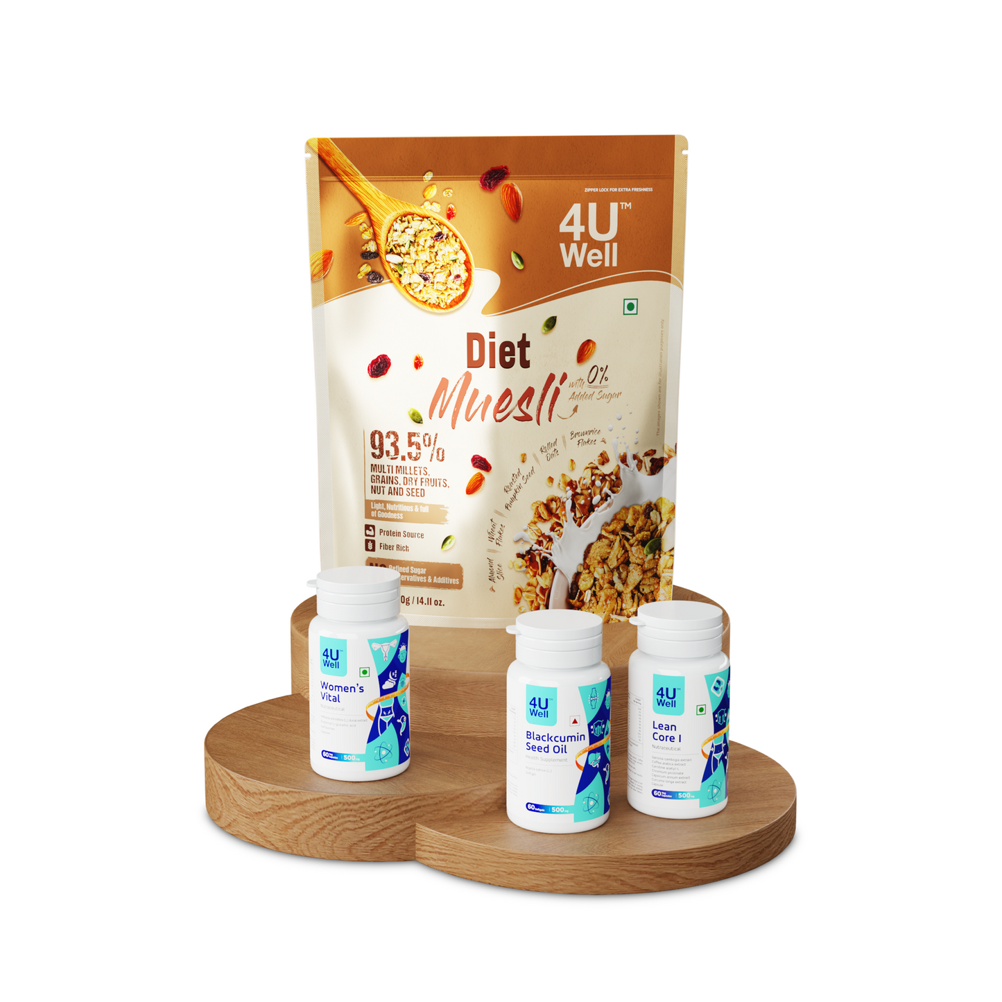HerCare – PCOD/PCOS Combo (Lean Core I, Blackcumin Seed Oil, women's vital, Diet Muesli)
