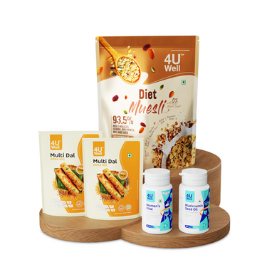 HerCare – PCOD/PCOS Combo (Blackcumin Seed Oil, Bio PCOS, Multi Dal Dosa Mix – 2 packs, Diet Muesli )