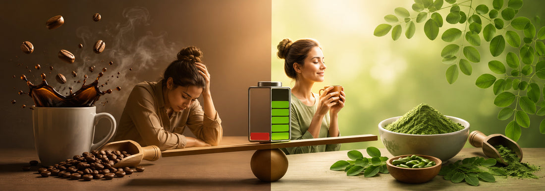 Moringa leaves as a natural caffeine-free energy source