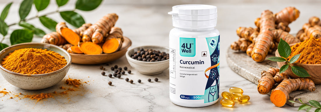 Black pepper and turmeric representing piperine and curcumin synergy