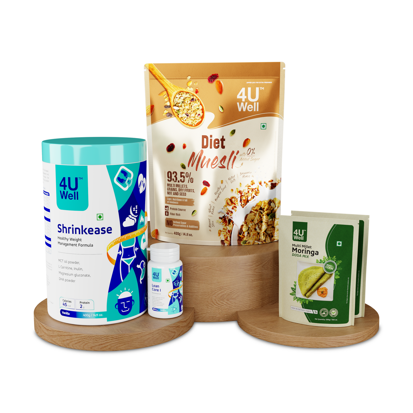 Fat Loss Combo – Combo 2(Shrinkease, Lean Core I, Diet Muesli, Moringa Dosa Mix)