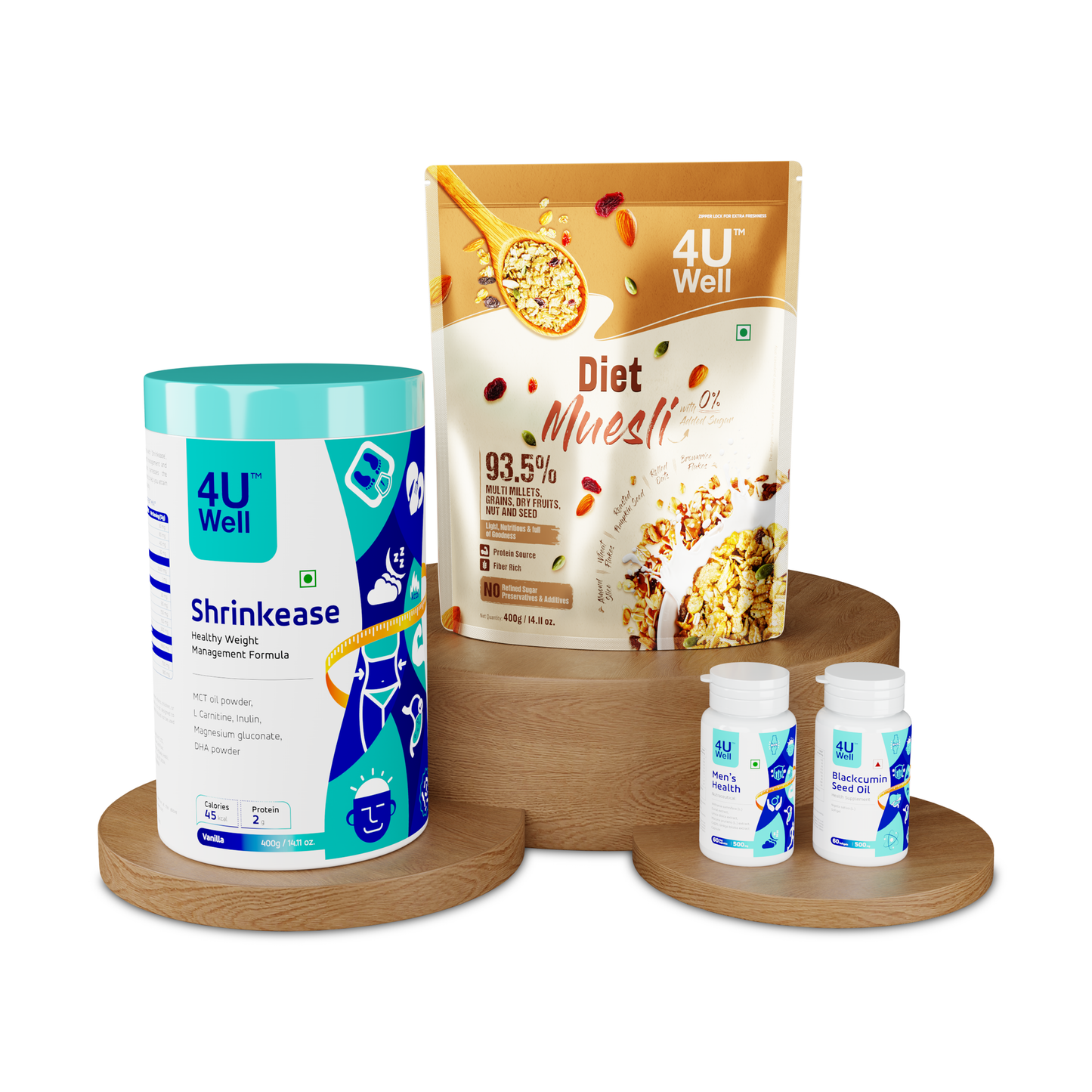 HeFit – Men’s Health Combo (Shrinkease, Men’s Health, Blackcumin Seed Oil, Diet Muesli)