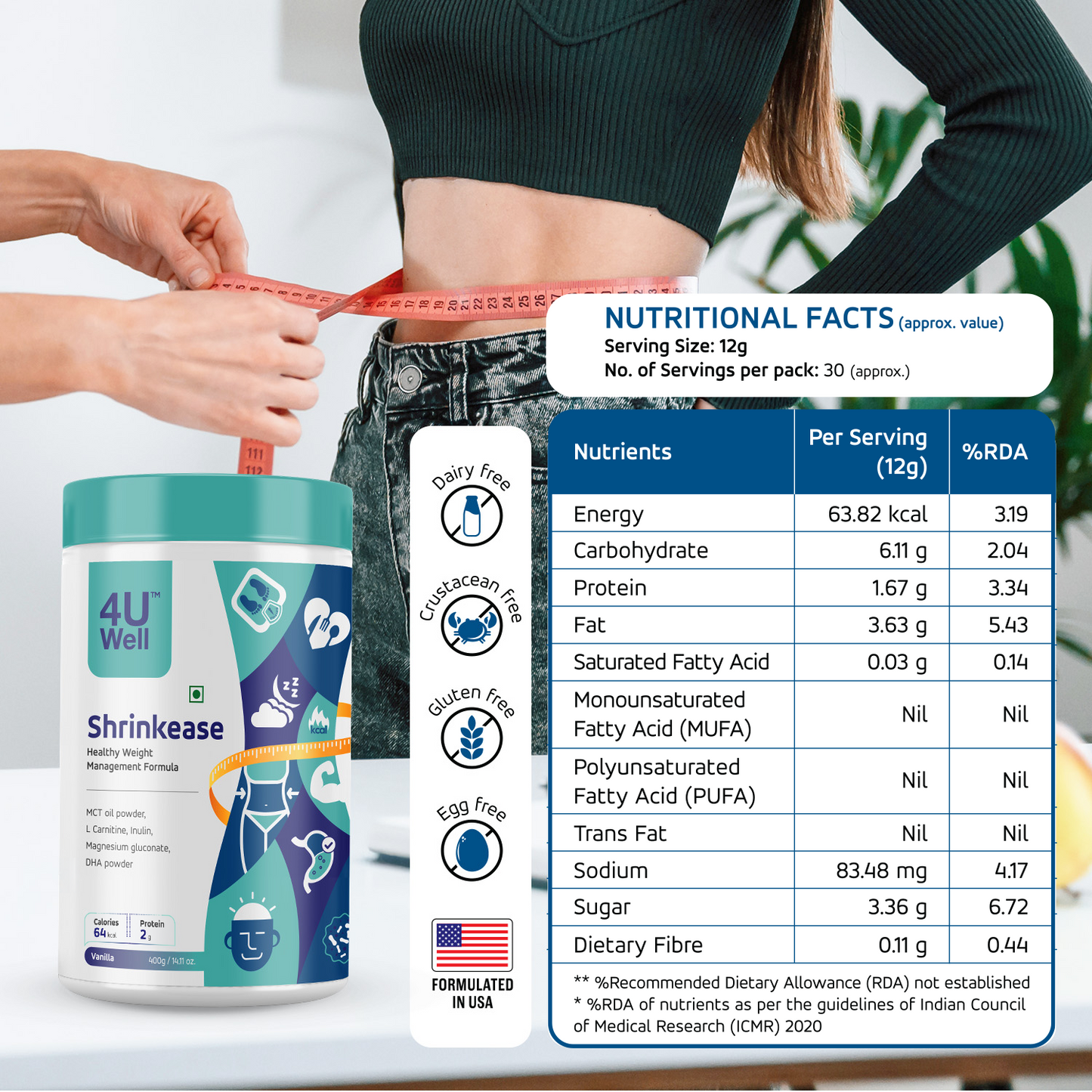SHRINKEASE - Healthy Weight Management | Fat Oxidation | Inch Loss