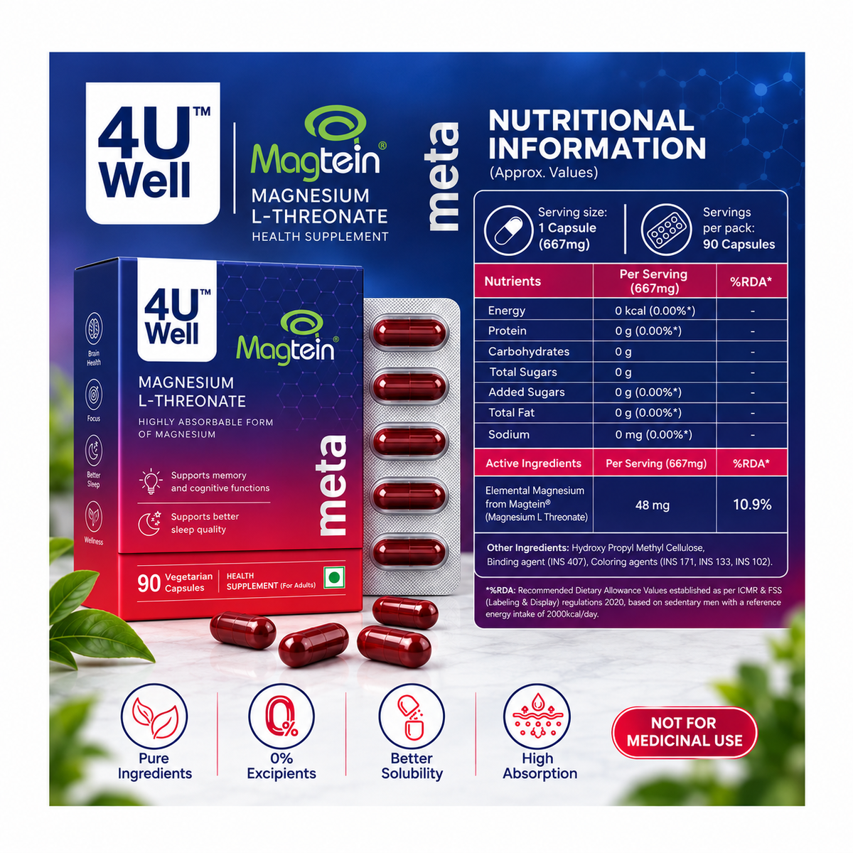 MAGNESIUM L-THREONATE: Cognitive Function & Brain Health Support