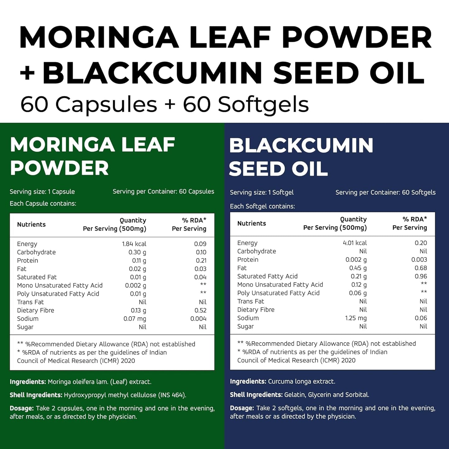4UWELL Hair Growth & Wellness Combo  (Moringa and Blackcumin)