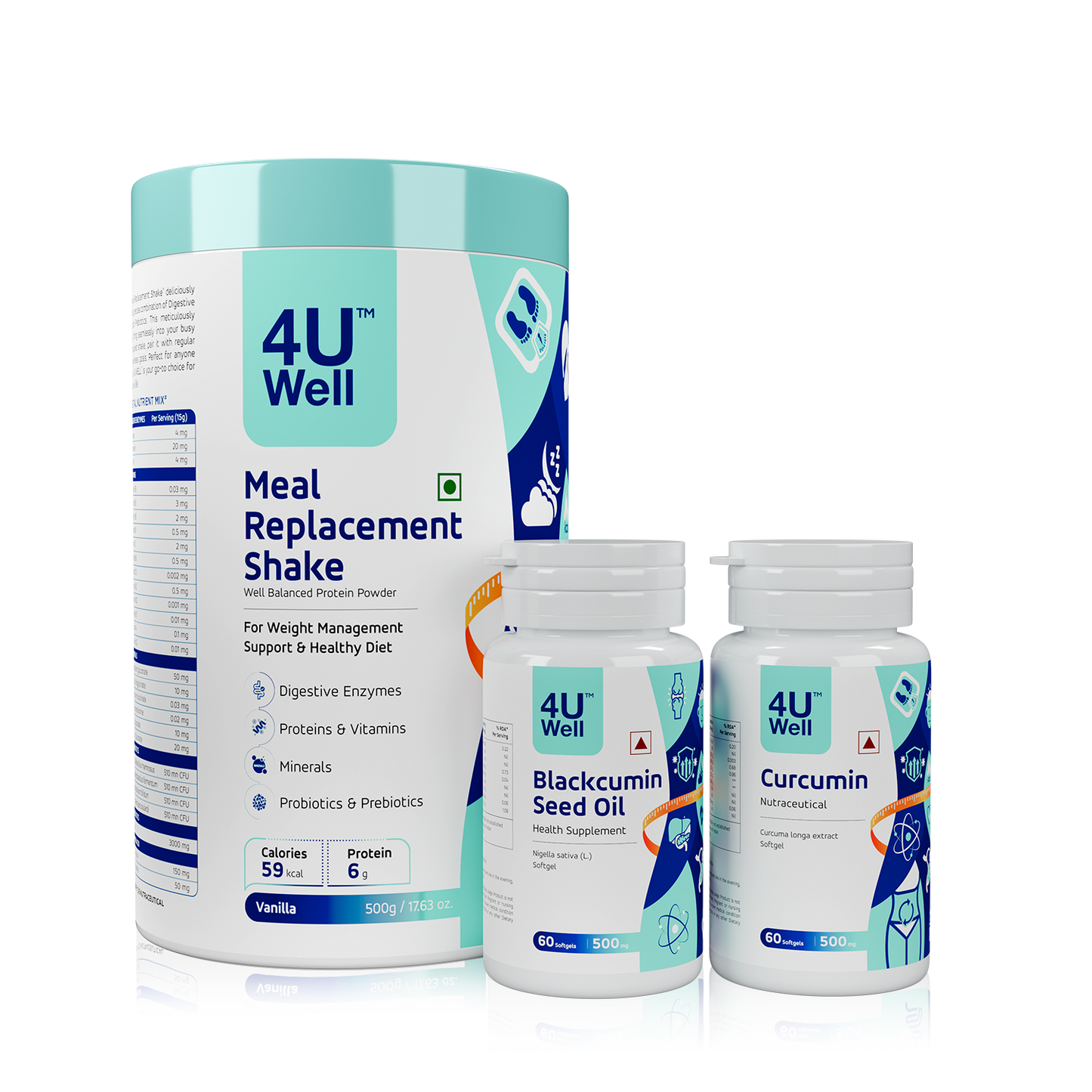 Overweight Management Combo (MEAL REPLACEMENT SHAKE  | Blackcumin Seed Oil | CURCUMIN)